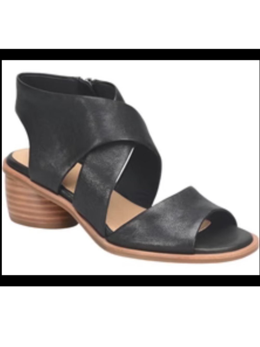 Sofft Black Leather Open-Toe Camille Sandals